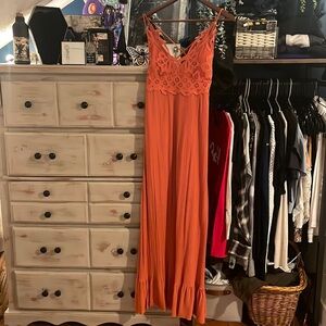 Burnt orange maxi sun dress size small